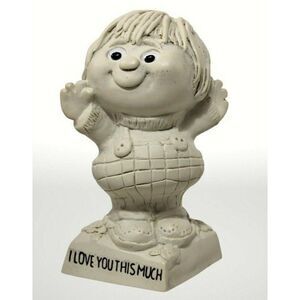 Googly Eyes Figurine I Love You This Much Vintage 70s Cottagecore Kitsch Statue